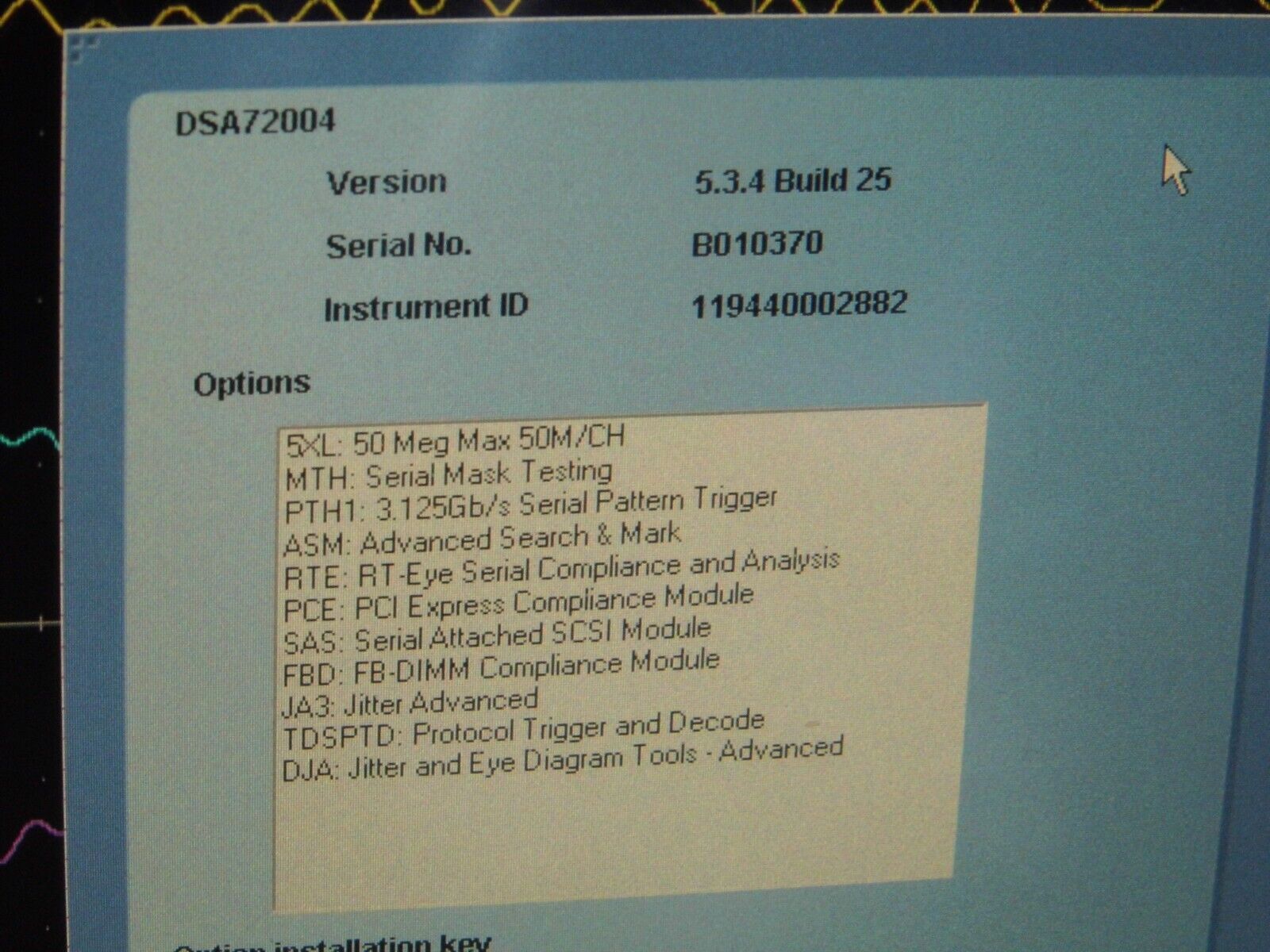 Tektronix DSA72004 Oscilloscope 5XL,MTH,PTH1,ASM,RTE,PCE,SAS,FBD,JA3,TDSPTD,DJA Tektronix DSA72004 Oscilloscope 5XL,MTH,PTH1,ASM,RTE,PCE,SAS,FBD,JA3,TDSPTD,DJA